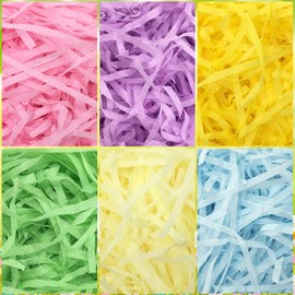 Jremreo 6 Colors 25oz (720g) Easter Grass Basket Filler Bulk, Assorted Crinkle Cut Paper Shred Filler for Easter Egg Hunt Decor, Gift Wrapping & Basket Filling