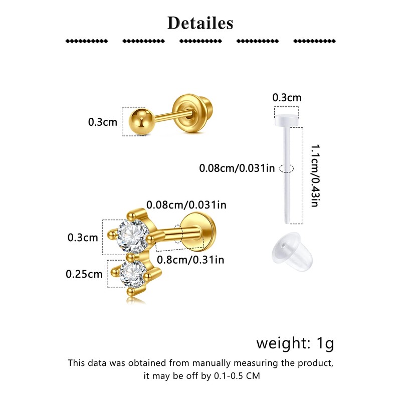QWALIT Gold Ear Piercing Kit Ear Piercing Gun Kit Earring