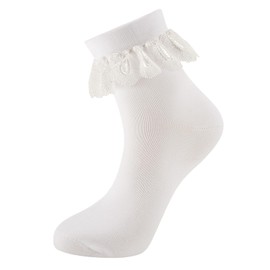 JDGFH Ruffle Socks, Women's Socks 36-42 Socks with Ruffles, Women's Socks with Ruffles, White, Lace Socks, Vintage Ankle Socks
