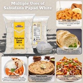 Rani Sabudana (Sago) Papad White 14oz (400g) ~ All Natural, No Preservatives | Vegan | Gluten Friendly | NON-GMO | Indian Origin