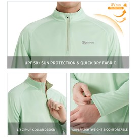 SG Edge Men's 1/4 Zip Stand Collar Long Sleeve Pullover Sweatshirt Basic Outdoor Sun Protection Series, Cameo Green, X-Large