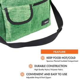 OPUX Large Insulated Lunch Box for Men Women, Leakproof Thermal Lunch Bag Cooler Work Office School, Soft Reusable Lunch Tote with Shoulder Strap, Adult Lunch Pail Kit, 18 Cans, Green