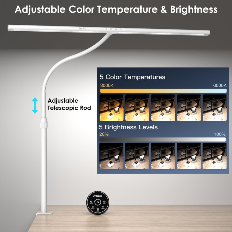 EYOCEAN Desk Lamp, 31.5" Desk Light for Home Office, Brightest