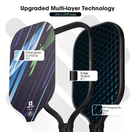 Newluck Pickleball Paddles USAPA Approved, Fiberglass Pickleball Paddle Set with Pickleballs, Portable Bag and Replacement Grips, Pickleball Packets Set Gift (NL-01 4-Paddles)