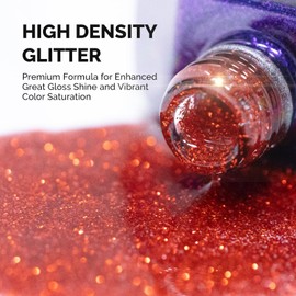 MelodySusie Galaliver Glitter Gel Nail Polish, 15ML Sparkly Shimmer Gel Polish Soak Off UV LED Cured Long Lasting Gift for Women DIY Nail Design Nail Art Manicure Hot Red X01