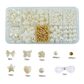 Pearl Beads for Bracelets, 768Pcs Bracelet Making Kit for Adult, Friendship Bracelet Kits, Bracelet Bead Kits, DIY Pearl Jewelry Charms with Gold Spacer Beads (SET A 768Pcs)