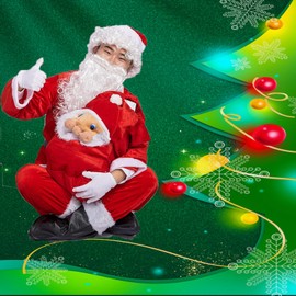 PVFZXS Pack of 2 Christmas Hats, Santa Costume, Christmas Hats, Santa Beard, Santa Claus Costume, Beard Christmas Hat with Beard, Adult Santa Costume
