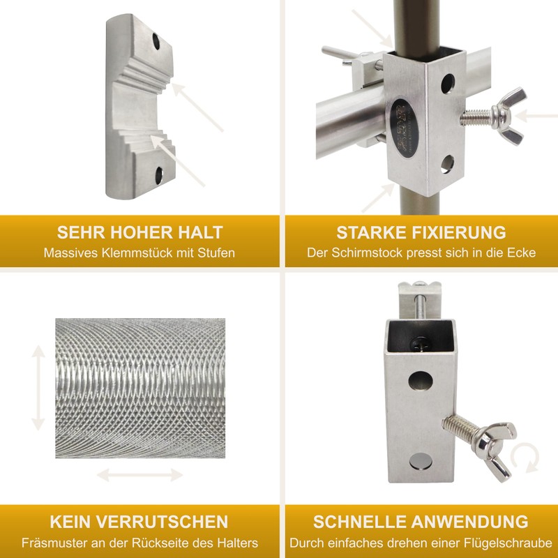 Parasol Holder Stainless Steel for Balcony Railing Round and Square