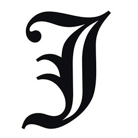 Applicable Pun Old English Letter J - Vinyl Decal for Outdoor Use on Cars, ATV, Boats, Windows and More - Black 4 Inches Tall