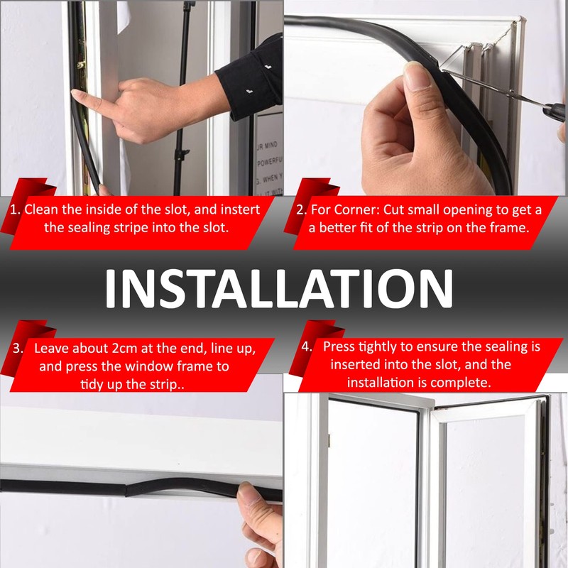 Window Seals for Plastic Windows, Wooden Windows, S-1172 Black, 20