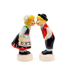 Norwegian Kissing Couple Collectible Ceramic Salt and Pepper Shakers Set by E.H.G