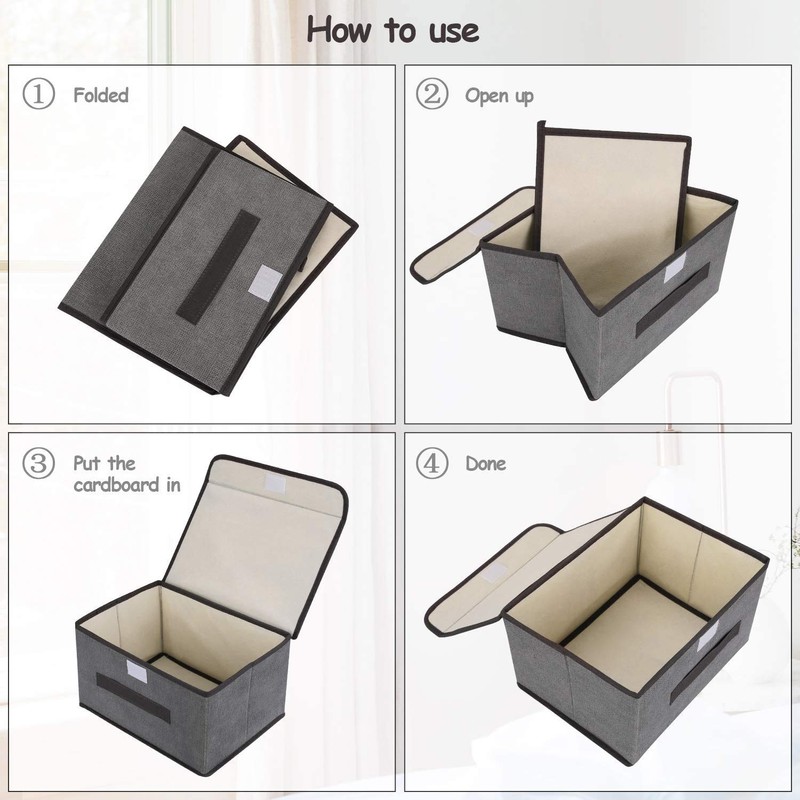 DIMJ 3 Pack Foldable Storage Boxes with Lids, Collapsible Storage