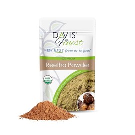 Davis Finest Organic Reetha Aritha Soap Nuts Powder 250g, Ayurvedic, SLS-Free Soap Shampoo, Deep Cleansing, Dry Itchy Scalp