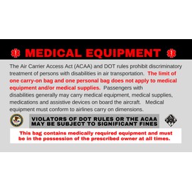 CPAP Medical Alert Equipment Luggage Tag - Handle with Care, DOT and ACAA regulations (LUG-CPAP-192) Quantity (3)