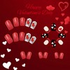 Romantic Red Lips Heart Press on Nails Red Glitter French