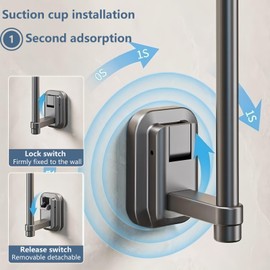 Paper Towel Holder Under Cabinet,Suction Cup Paper Towel Holder Wall Mount No Drilling,Removable Black Paper Towel Rack for Kitchen Bathroom Wall RV (2 Pack)