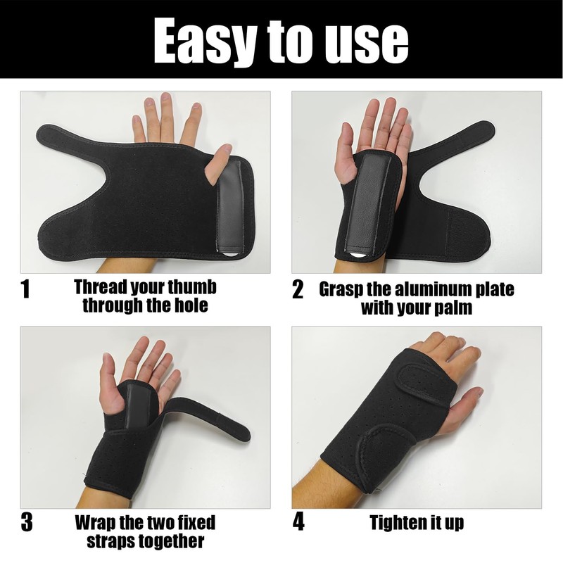 1 Pair of Black Wrist Guards, Sports Protective Gear, Adjustable