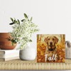 Fall Decor Autumn Maple Leaf Dog Wood Plaque Block Sign