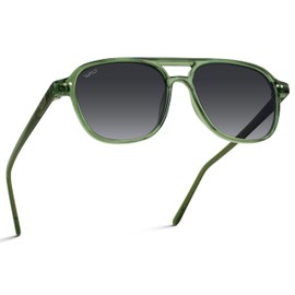 WearMe Pro Polarized Aviator Classic Double Bridge Women's Sunglasses (Emerald Green/Gradient Black Lens)