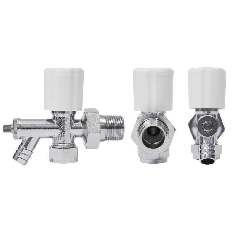 Vancoco Radiator Valve (Pair) - Angled Brass Radiator Valves with