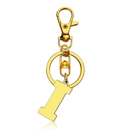 Dabihu Stainless Steel Letter Pendant with Key Ring for Car Key Handbag Backpack Bag Purse Initial Monogram Letter Keyring Alphabet Keychain Initial Letter I