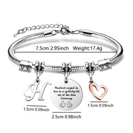 SAMORION 26 Letter Bracelets, Name Gift, Inspirational Bracelet, Sometimes Forget You So Great, Memory Jewellery for Women, Birthday Bracelets for Friend, Christmas Graduation, Stainless Steel