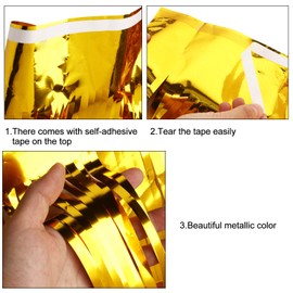 4 Packs 10 Feet Fringe Garland Foil Fringe Garland Metallic Tinsel Foil Garland Wall Hanging Fringe Banner for Wedding Birthday Parties Holiday Decorations and More(Gold)