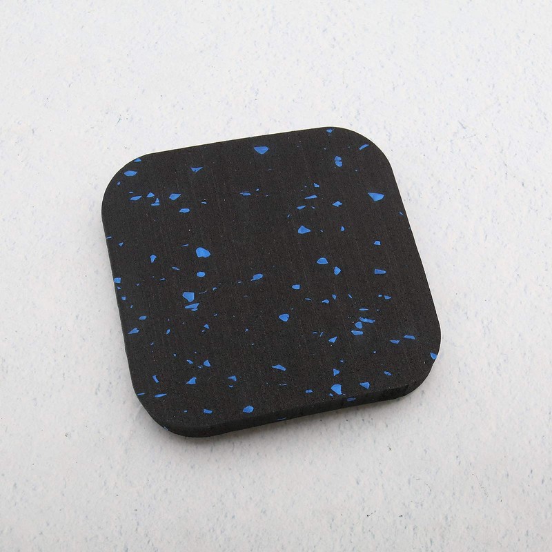 EMSea 6Pcs Treadmill Mats High Density Thickened Black Blue Dot