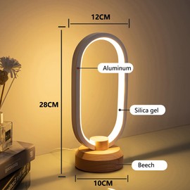 Modern Table Lamp LED Oval Nightstand Bedside Lamp,Adjustable Brightness & 3 Colors Change,Bedroom Small Desk Lamps,Metal Dimmable Table Light for Living Room Home Deco,White Warm Lighting