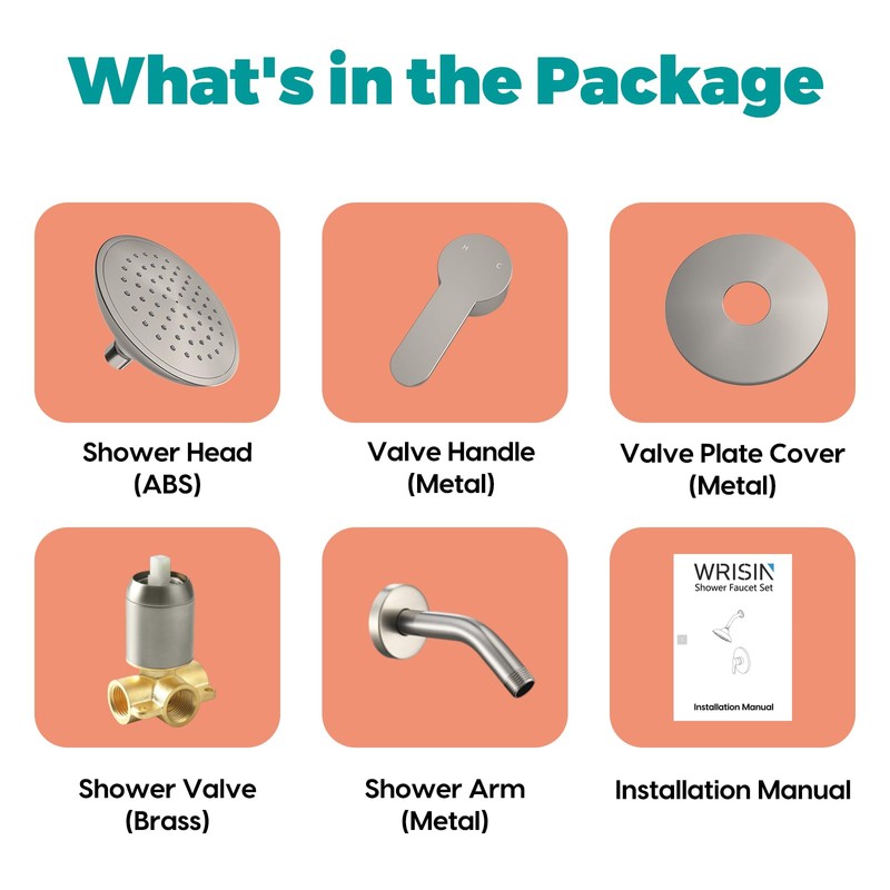 WRISIN Shower Faucet Set Brushed Nickel, Shower Valve and Trim