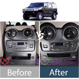 Lcojicep Car Rear Air Vent Outlet Adjustment Knob Frame Cover Sticker Compatible with Hummer H2 2003-2007 Soft Real Carbon Rear air Outlet Switch Adjustment Sticker Interior Accessories