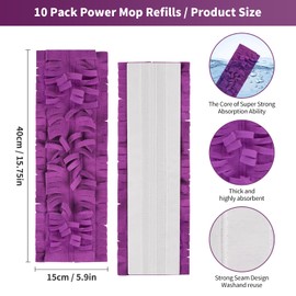 15 Pack Disposable Mopping Pads Refills for Swiffer PowerMop Multi-Surface & Wood Mops, Spray Clean Pads Replacement for Floor Cleaning（Purple Without Handle）