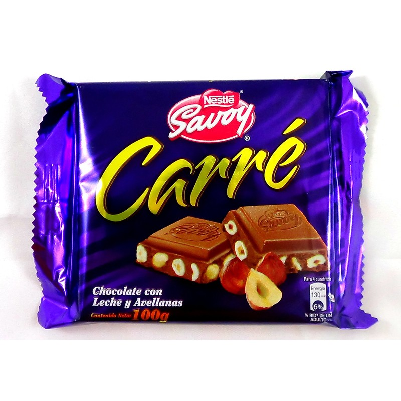 Carré Autentico Chocolate Savoy Venezolano 1 Box, 10 Bars (Hazelnuts)