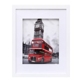 Muzilife 11x14 Shadow Box Frame Wood 3D Picture Frame with Glass Cover, Display Case with Mat for Wall-Hanging Picture Showcase, White