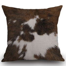 Smooffly Cowhide Printing Cushion Cover Throw Pillow Case Home Decorative for Men/Women Living Room Bedroom Sofa Chair 18X18 Inch Pillowcase 45X45cm