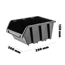 KADAX Workshop Stacking Box, Stacking Box Made of PP Plastic, Visual Storage Box in Various Sizes, Storage Boxes for Tool Wall, Storage Box, Sorting Box (Black, 20 Pieces, 290 x 200 mm)