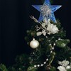 OULII Christmas Tree Topper, Glittering Star Tree Topper, Silvery Blue