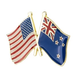 United States & New Zealand USA Friendship National Flag Enamel Metal Pin Badge Diplomat Lapel
