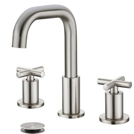 gotonovo 8 inch Widespread 3 Hole Bathroom Sink Faucet,2 Cross Handle Vanity Faucet Deck Mount Basin for Bathroom Sink 360° Swivel Spout with Pop Up Drain Brushed Nickel