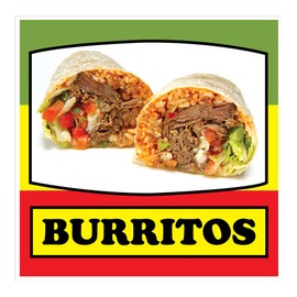 Die-Cut Sticker Multiple Sizes Burritos Style F Restaurant & Food Burritos Indoor Decal Concession Sign Yellow 24in Longest Side