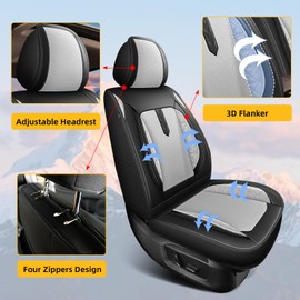 AOMSAZTO Seat Covers Fit for Ford Edge 2007-2025: Luxury Leather Full Set Seat Covers - Airbag Compatible Wear-Resistant Seat Cushions(5 Seats, Black&Grey)