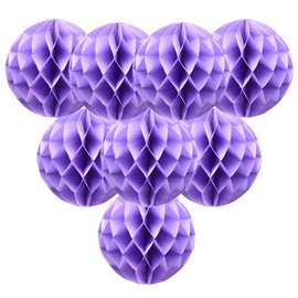 Hocansen 8 PCS Paper Honeycomb Balls Decoration 8inch Honeycomb Flower Balls Party Decoration Tissue Pom Poms Ball Hanging Flower Balls for Wedding, BirthdayHome Decor (FWQ/Light Purple)