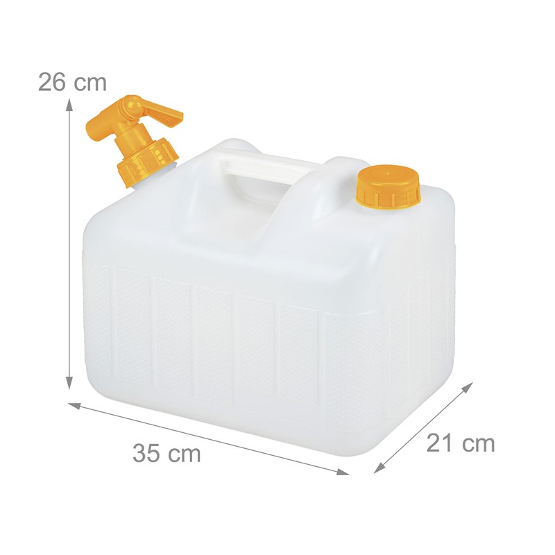 Relaxdays Water Canister with Tap, 10 Litres, Plastic, BPA-Free, Screw