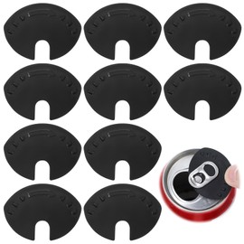 Ymapinc 10pcs Soda Can Covers Lids, Plastic Top Cap Protectors, Spill Guards for Soda, Beer, Coke, Juice, and Beverages, Black, Keeps Carbonation Intact, Prevents Spills, and Maintains Freshness