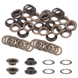 HARFINGTON 40Set Grommets Eyelets with Washers 12mm Copper Metal Eyelets Kit for Fabric Curtain Tarps Leather Belt Shoes Bag DIY, Bronze