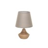 Creative Co-Op Eucalyptus Wood Table Lamp with Linen Shade, Natural