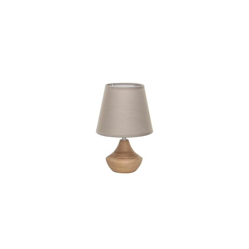 Creative Co-Op Eucalyptus Wood Table Lamp with Linen Shade, Natural