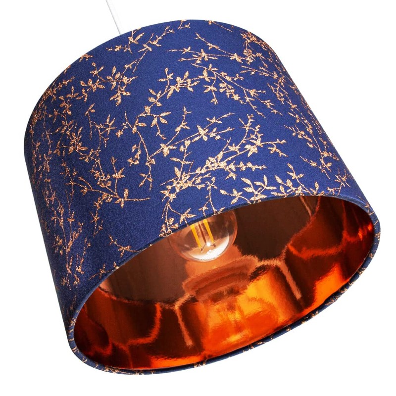 Modern Navy Midnight Blue Cotton Fabric 12" Lamp Shade with