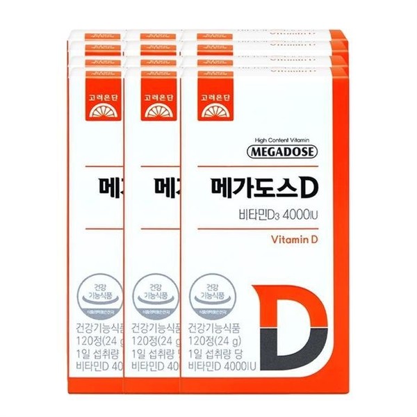 Korea Eundan Megadose D Vitamin D 4000IU 120 tablets 12 / 고려은단 메가도스D 비타민D 4000IU 120정 12개