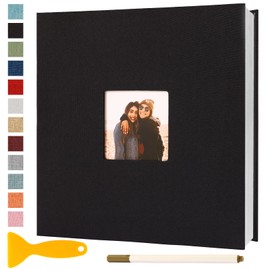 Photo Album Self Adhesive Pages Scrapbook Magnetic Photo Albums for 4x6 5x7 8x10 Pictures Sticky Pages Books for Baby Family Wedding 11x10.6 Black 40 Pages